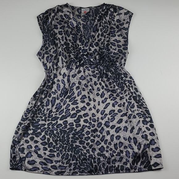 Two Hearts Maternity Tops - Two Hearts Maternity Shirt Purple Leopard Animal Print Sleeveless Satin Top